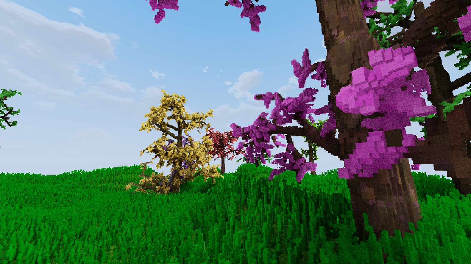Detailed voxel trees and grass